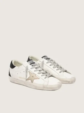 Women’s Super-Star with gold star and black glitter heel tab