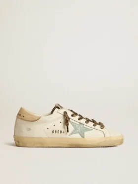 Women's Super-Star with gray glitter star and nude leather heel tab