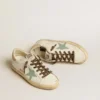 Women's Super-Star with gray glitter star and nude leather heel tab
