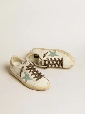 Women’s Super-Star with gray glitter star and nude leather heel tab