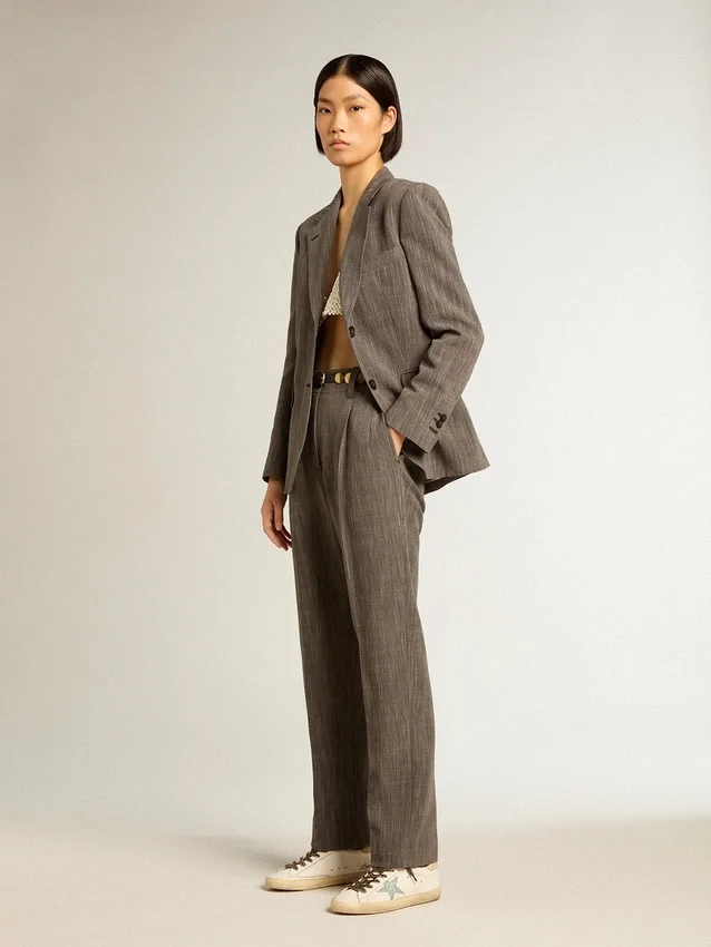 Women's Super-Star with gray glitter star and nude leather heel tab