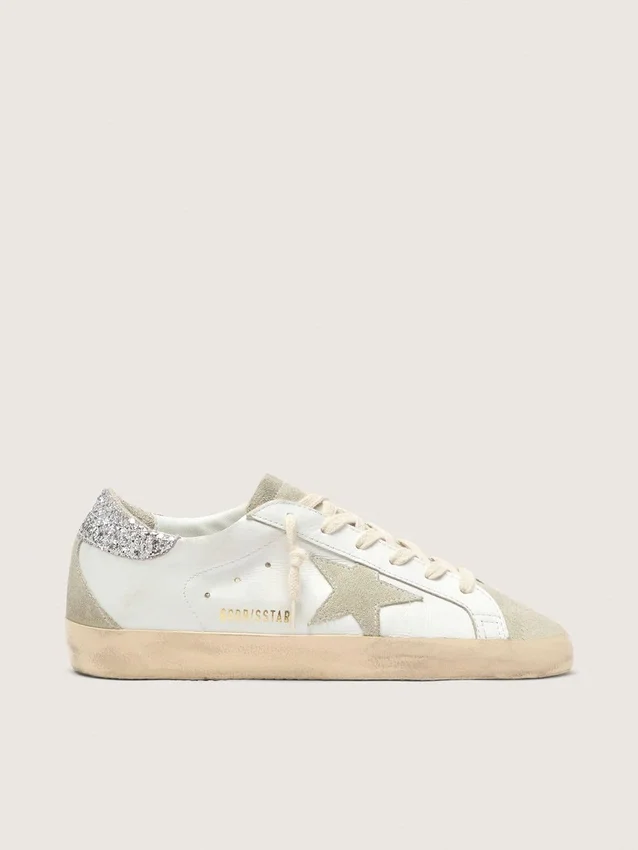 Women's Super-Star with gray star and silver glitter heel tab