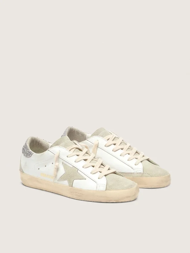 Women's Super-Star with gray star and silver glitter heel tab
