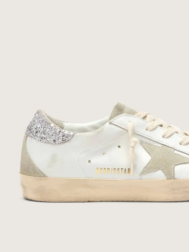 Women's Super-Star with gray star and silver glitter heel tab