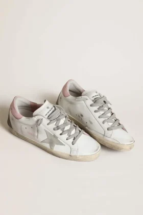 Women’s Super-Star with gray suede star and pink leather heel tab
