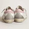 Women's Super-Star with gray suede star and pink leather heel tab
