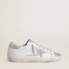 Women’s Super-Star with gray suede star and silver glitter inserts