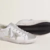 Women’s Super-Star with gray suede star and silver glitter inserts