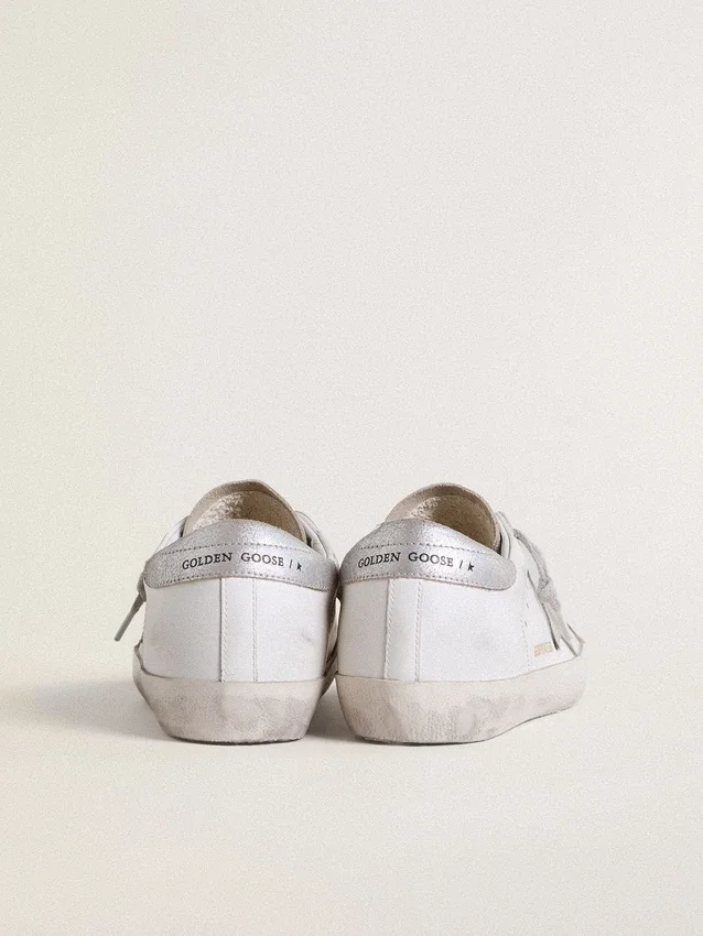 Women’s Super-Star with gray suede star and silver glitter inserts