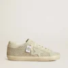 Women’s Super-Star with gray suede star and Swarovski crystal mesh