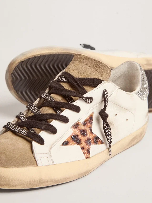 Women's Super-Star with leopard print and Swarovski crystal star