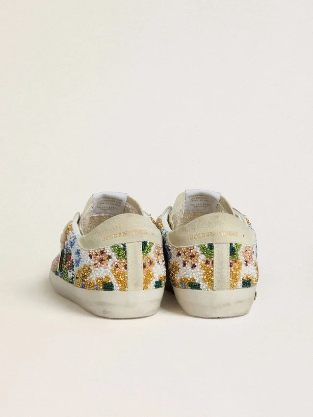 Women's Super-Star with multicolored beads and beige suede star