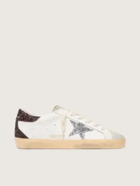 Women's Super-Star with silver glitter star and brown glitter heel tab