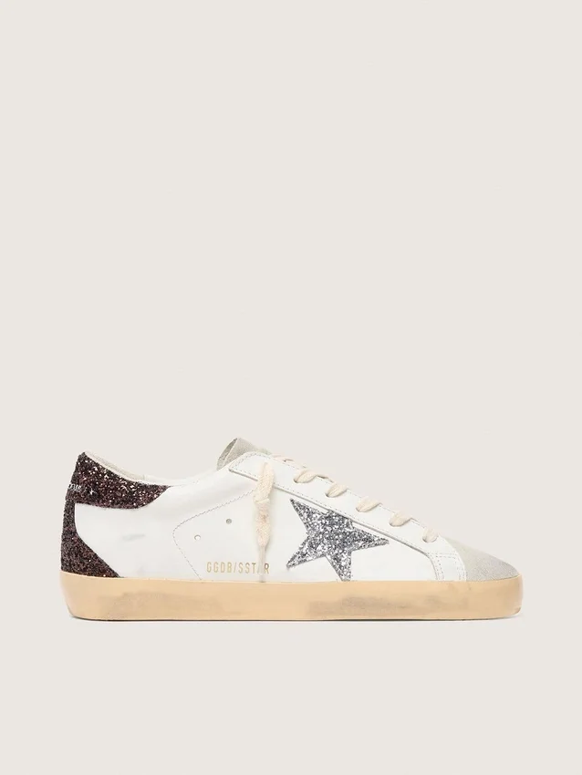 Women's Super-Star with silver glitter star and brown glitter heel tab