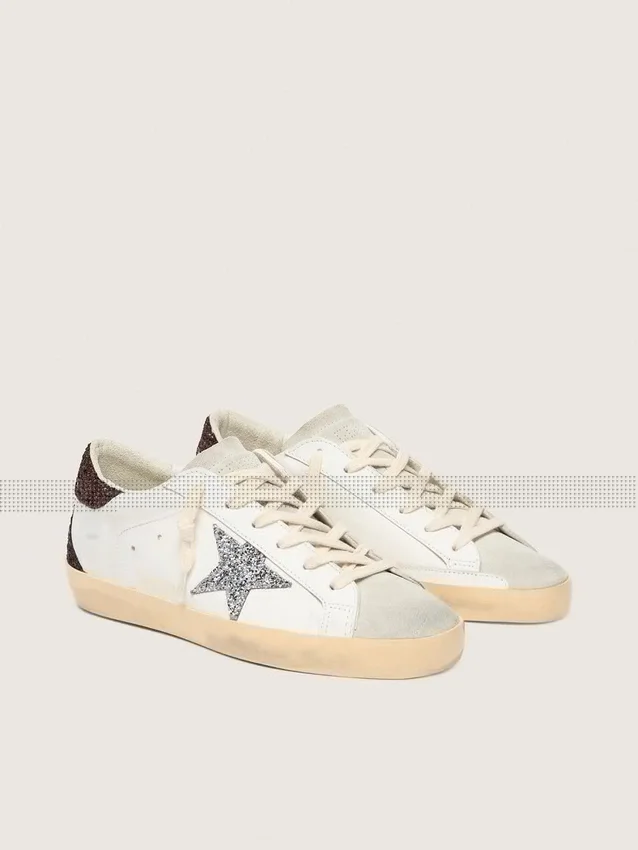 Women's Super-Star with silver glitter star and brown glitter heel tab