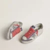 Women's Super-Star with silver glitter star and lilac suede heel tab
