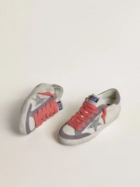 Women’s Super-Star with silver glitter star and lilac suede heel tab