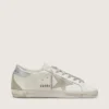 Women's Super-Star with silver heel tab and metal stud lettering
