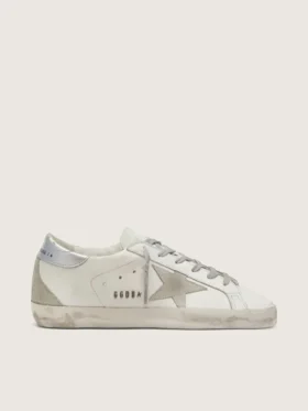 Women's Super-Star with silver heel tab and metal stud lettering
