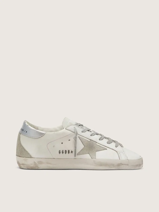 Women's Super-Star with silver heel tab and metal stud lettering