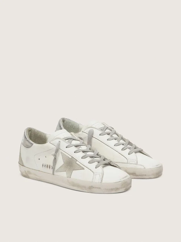 Women's Super-Star with silver heel tab and metal stud lettering