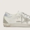 Women's Super-Star with silver heel tab and metal stud lettering
