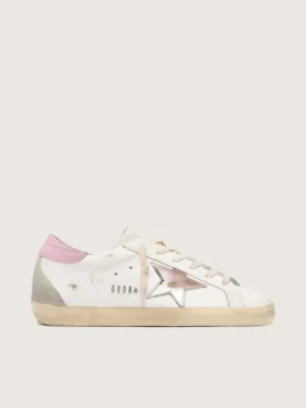 Women's Super-Star with silver leather star and pink heel tab