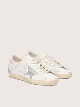 Women’s Super-Star with silver leather star and pink heel tab