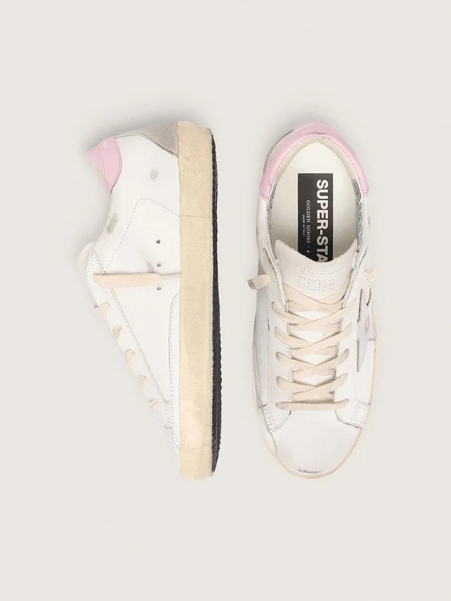 Women's Super-Star with silver leather star and pink heel tab
