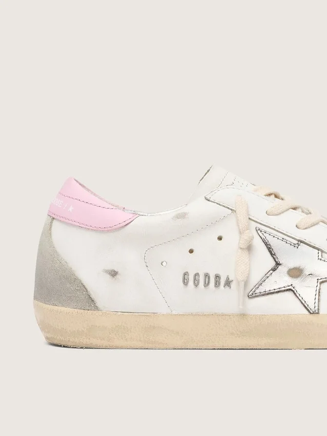 Women's Super-Star with silver leather star and pink heel tab