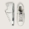 Women's Super-Star with silver sparkle foxing and metal stud lettering