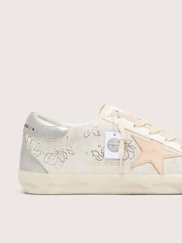 Women's Super-Star with Swarovski crystals and smoke gray leather star