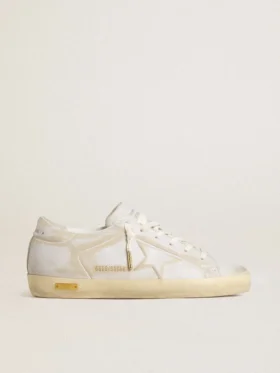 Women’s Super-Star with white leather star and heel tab with lived-in effect