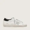 Women's Super-Star with white suede star and black croc-print leather heel tab