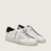 Women's Super-Star with white suede star and black croc-print leather heel tab