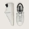 Women's Super-Star with white suede star and black croc-print leather heel tab