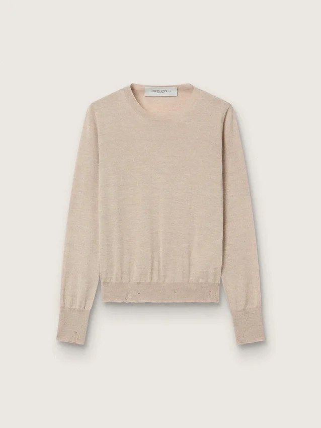 Women's sweater in light brown merino wool