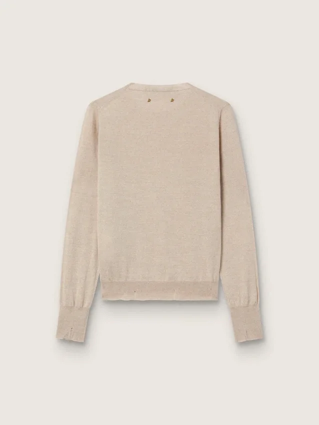 Women's sweater in light brown merino wool