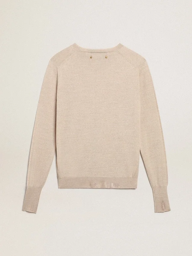 Women's sweater in light brown merino wool