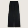 Women's sweatpants in black wool twill with sequin embroidery