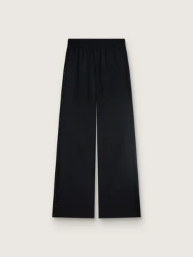 Women's sweatpants in black wool twill with sequin embroidery