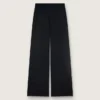 Women's sweatpants in black wool twill with sequin embroidery