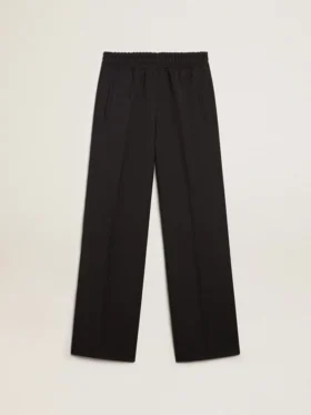 Women’s sweatpants in dark blue wool gabardine