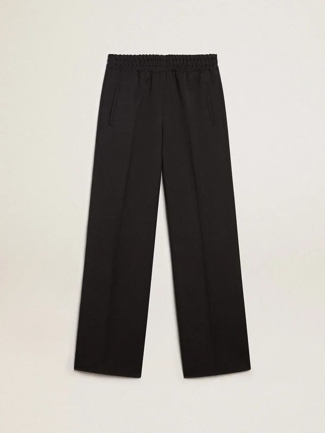 Women’s sweatpants in dark blue wool gabardine