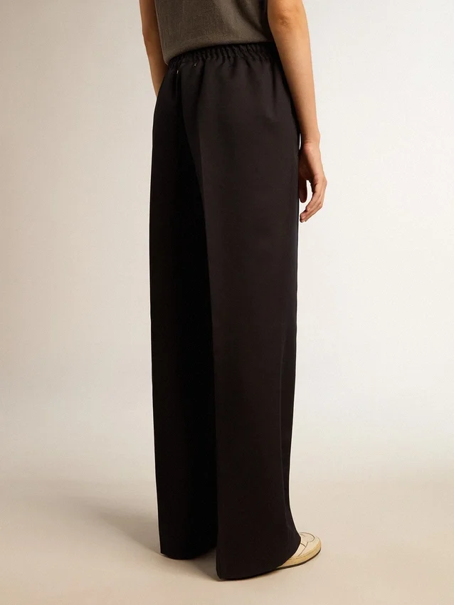 Women’s sweatpants in dark blue wool gabardine