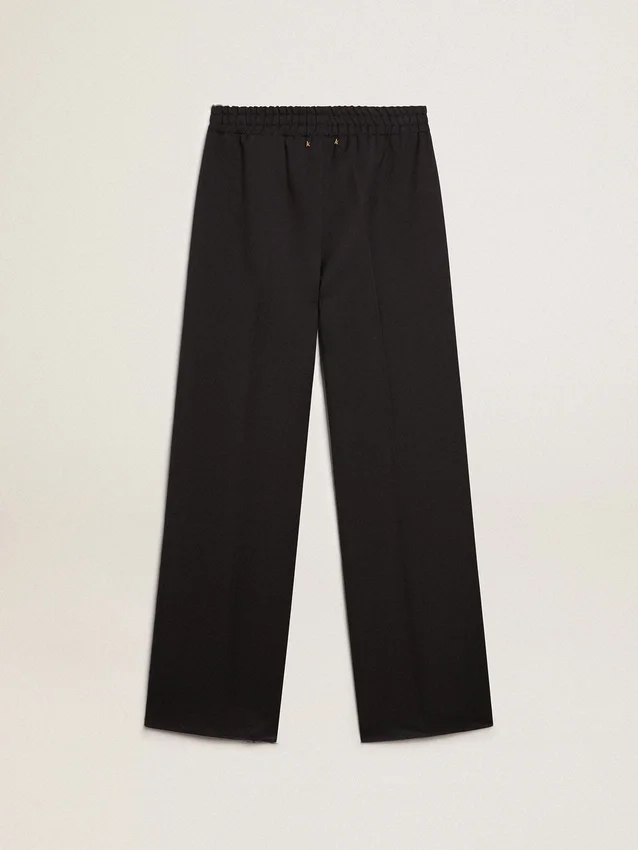 Women’s sweatpants in dark blue wool gabardine