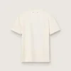 Women’s T-shirt in aged white cotton with vintage print