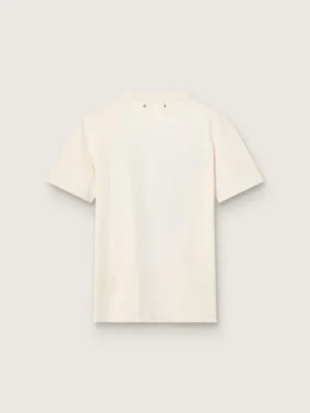 Women’s T-shirt in aged white cotton with vintage print