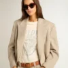Women’s T-shirt in aged white cotton with vintage print