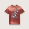Women’s T-shirt in rust-colored cotton jersey with floral print